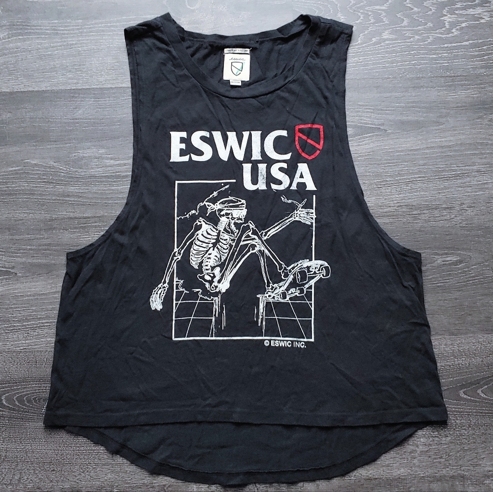 Black Eswic skateboarding skeleton tank top